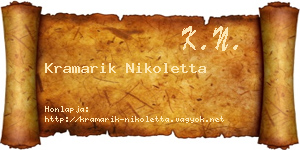 Kramarik Nikoletta névjegykártya
